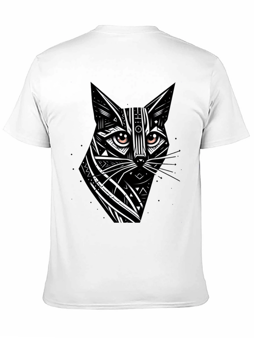 Tribal Cat Graphic Black T-Shirt