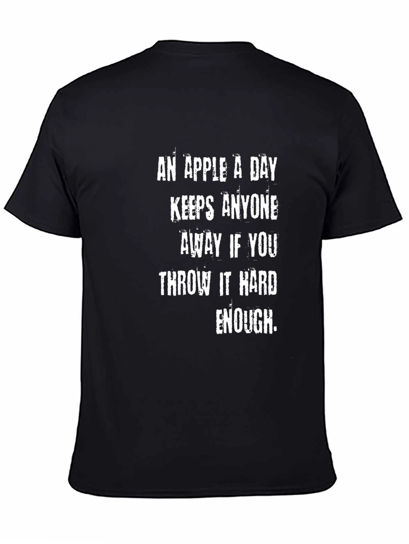 Funny An Apple A Day Graphic Tee - Black Cotton T-Shirt