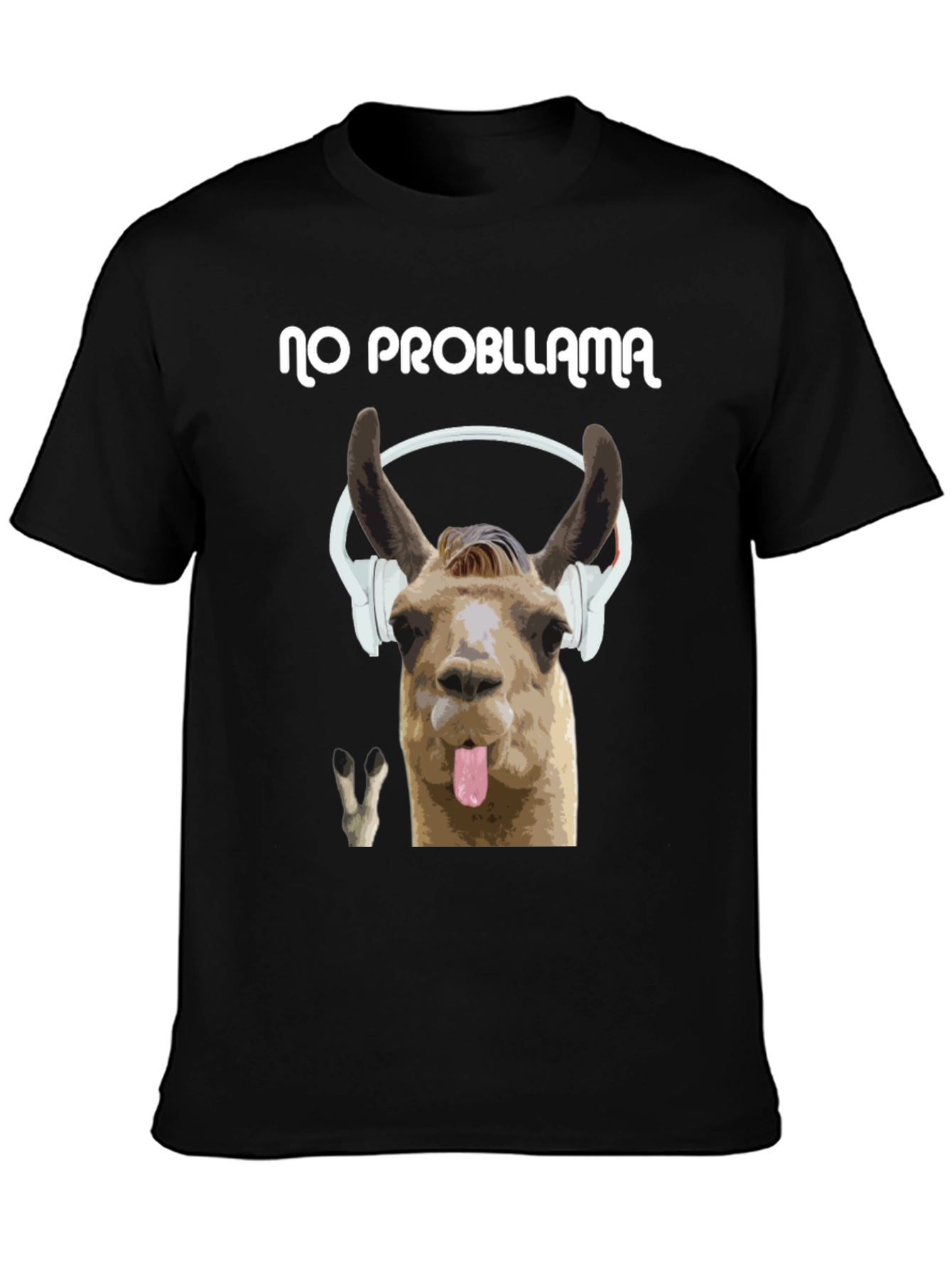 No Probllama Black Graphic T-Shirt