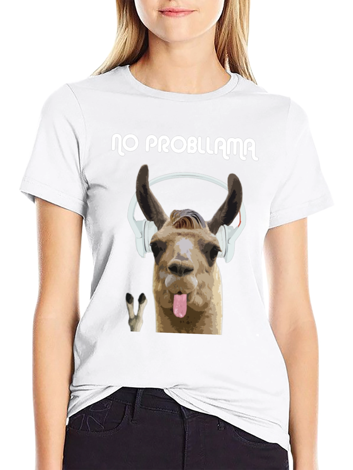 No Probllama Black Graphic T-Shirt