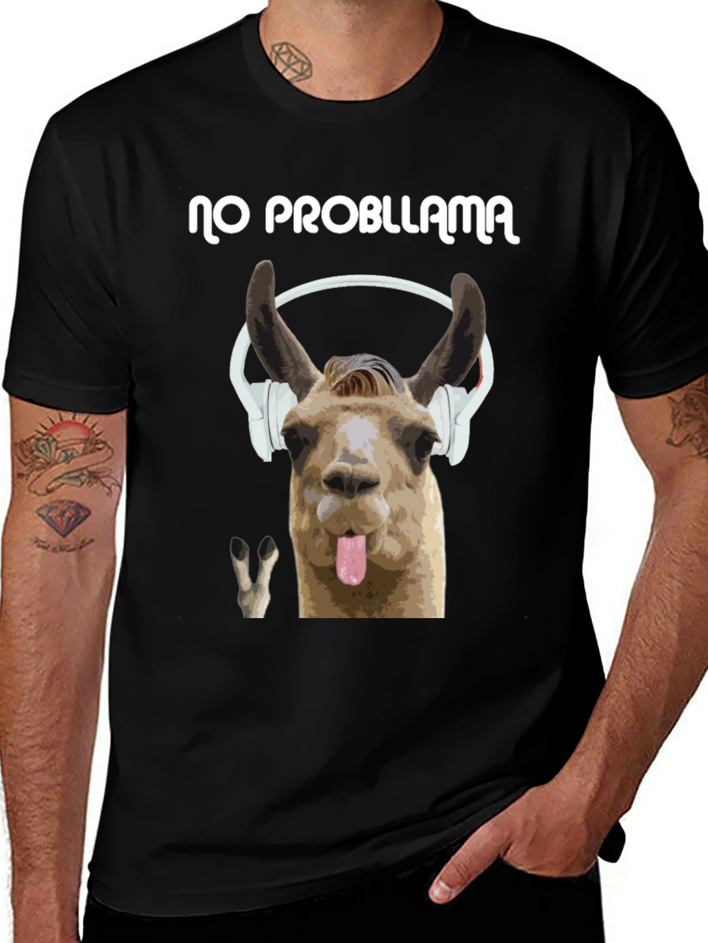No Probllama Black Graphic T-Shirt