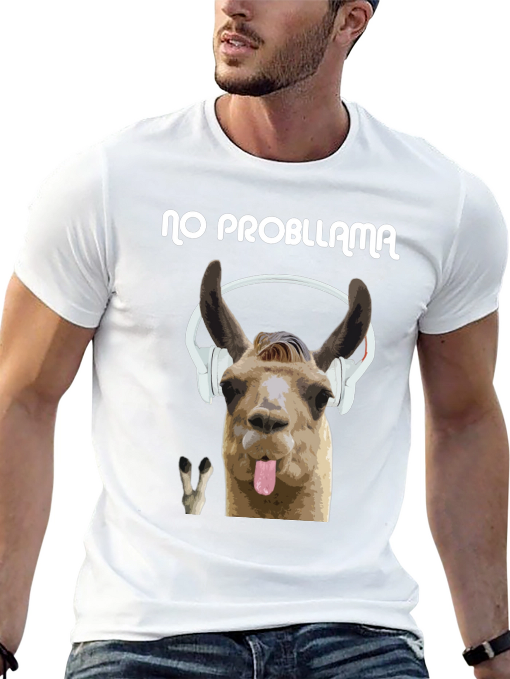No Probllama Black Graphic T-Shirt