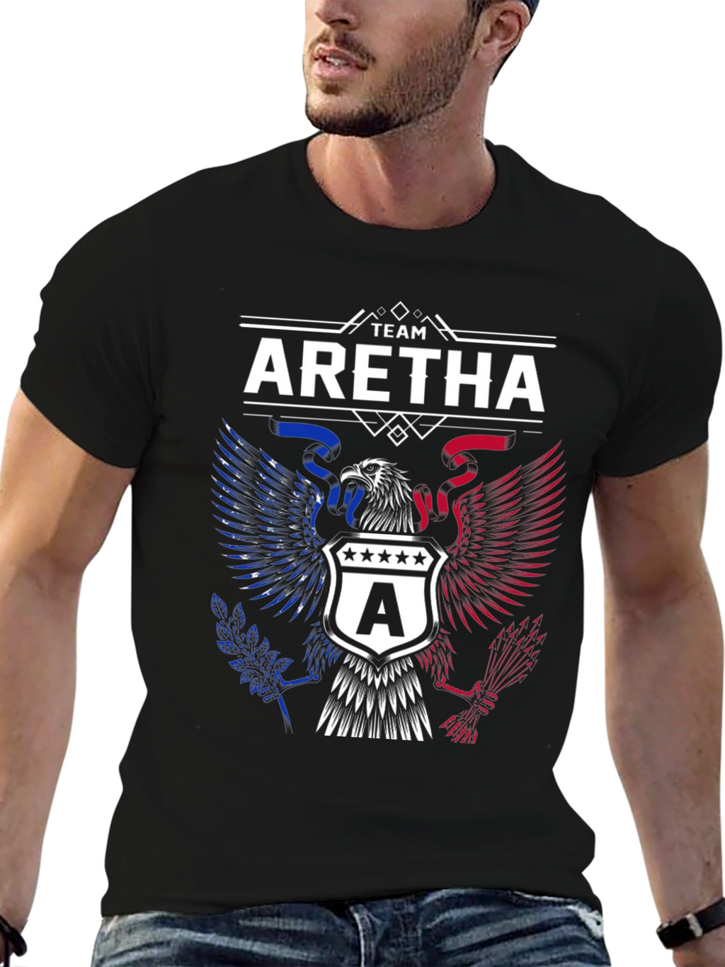 Team Aretha Graphic Tee - Patriotic Eagle Design