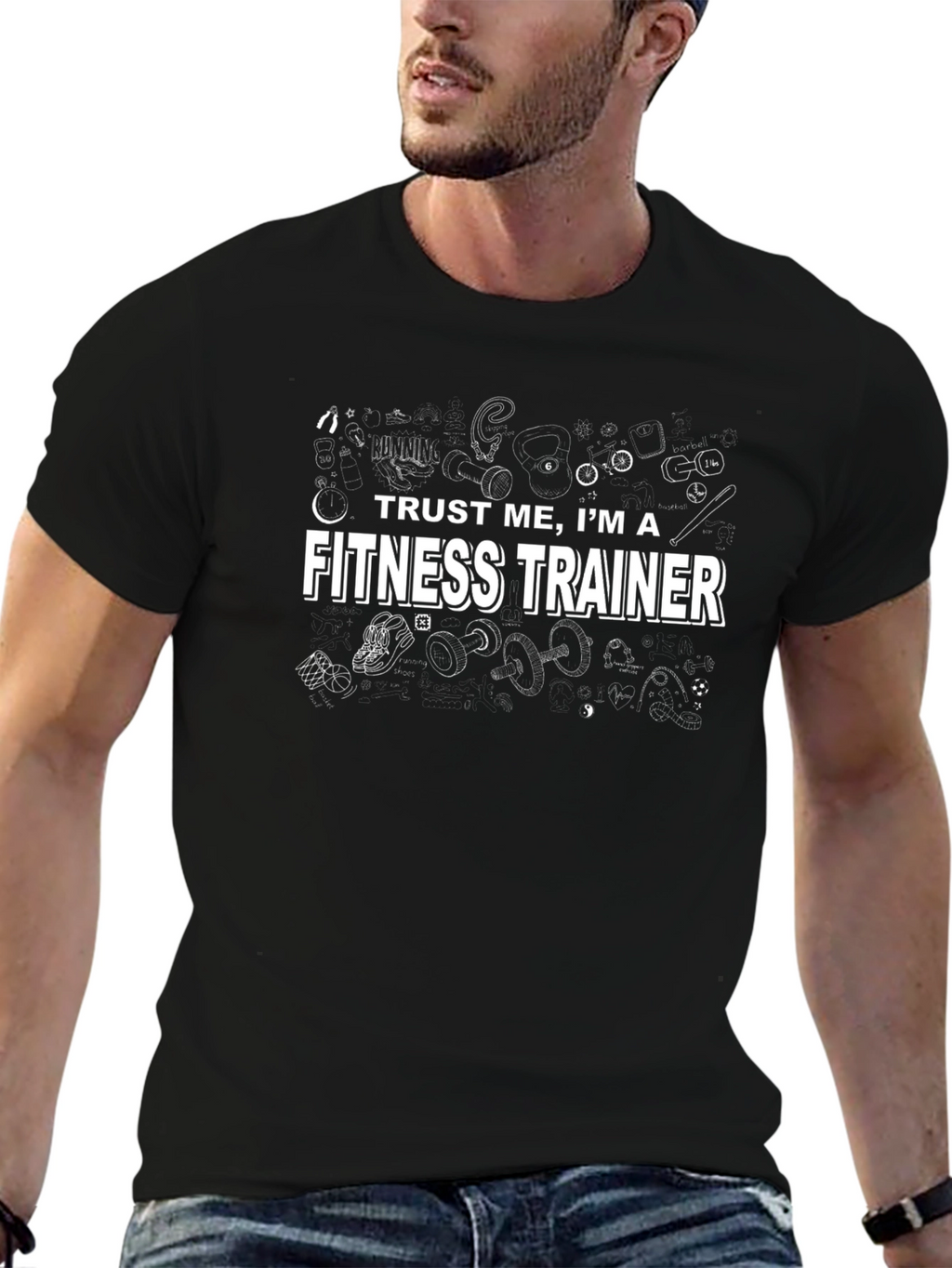 Trust Me Im a Fitness Trainer Black T-Shirt