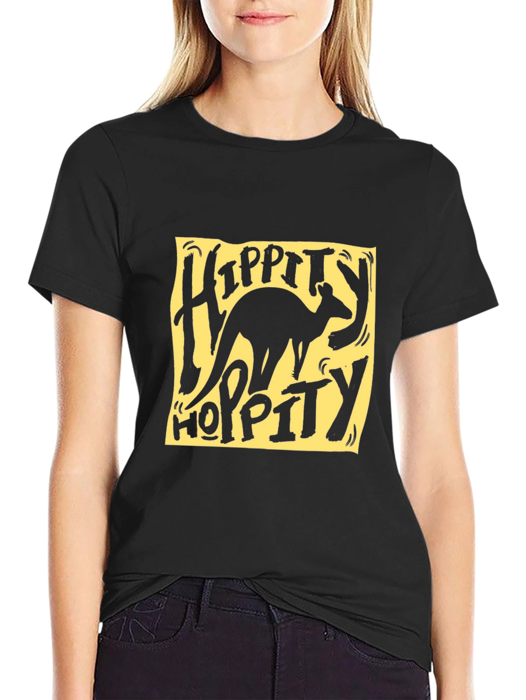 Hippity Hoppity Kangaroo Graphic Tee - Black