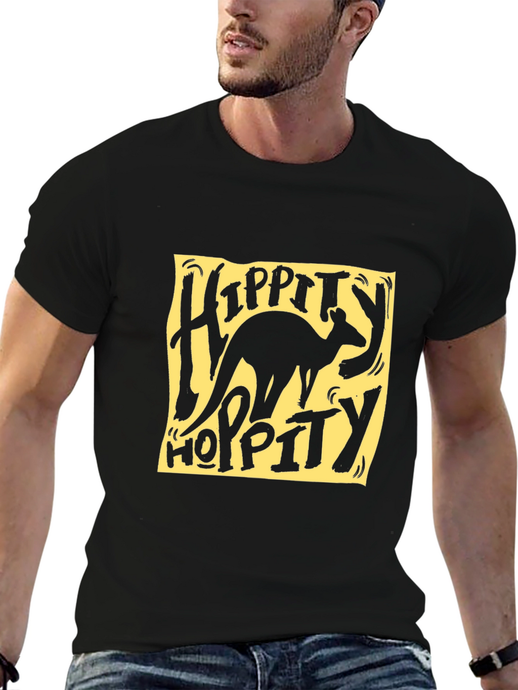 Hippity Hoppity Kangaroo Graphic Tee - Black