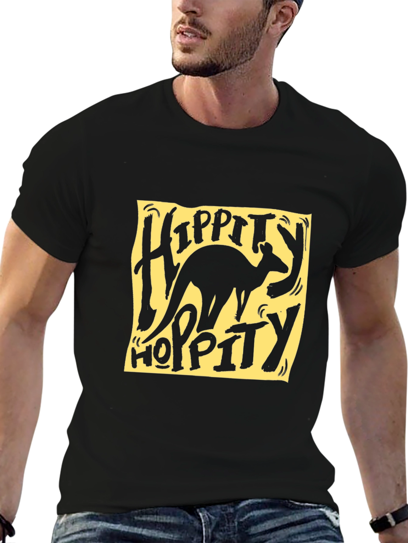 Hippity Hoppity Kangaroo Graphic Tee - Black