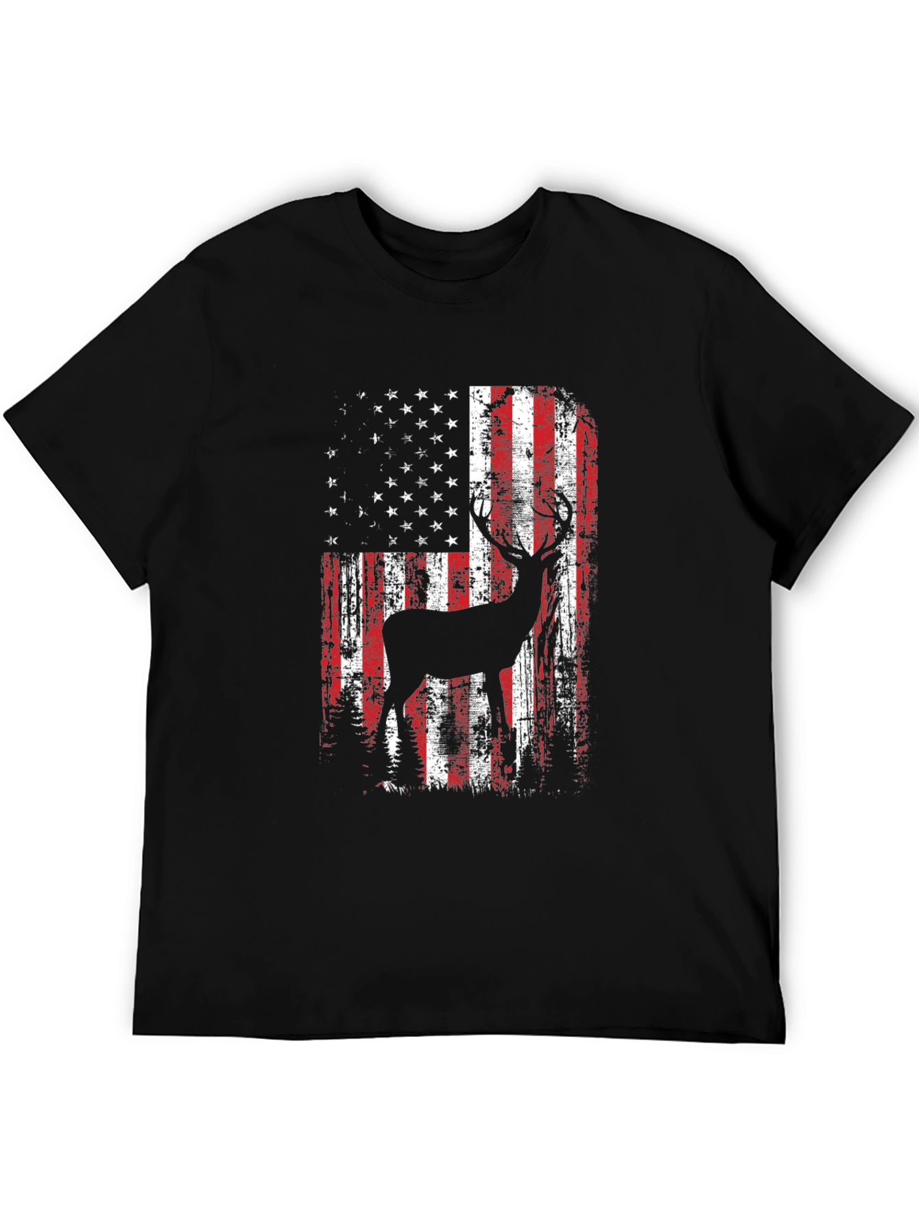 American Flag Deer Graphic T-Shirt