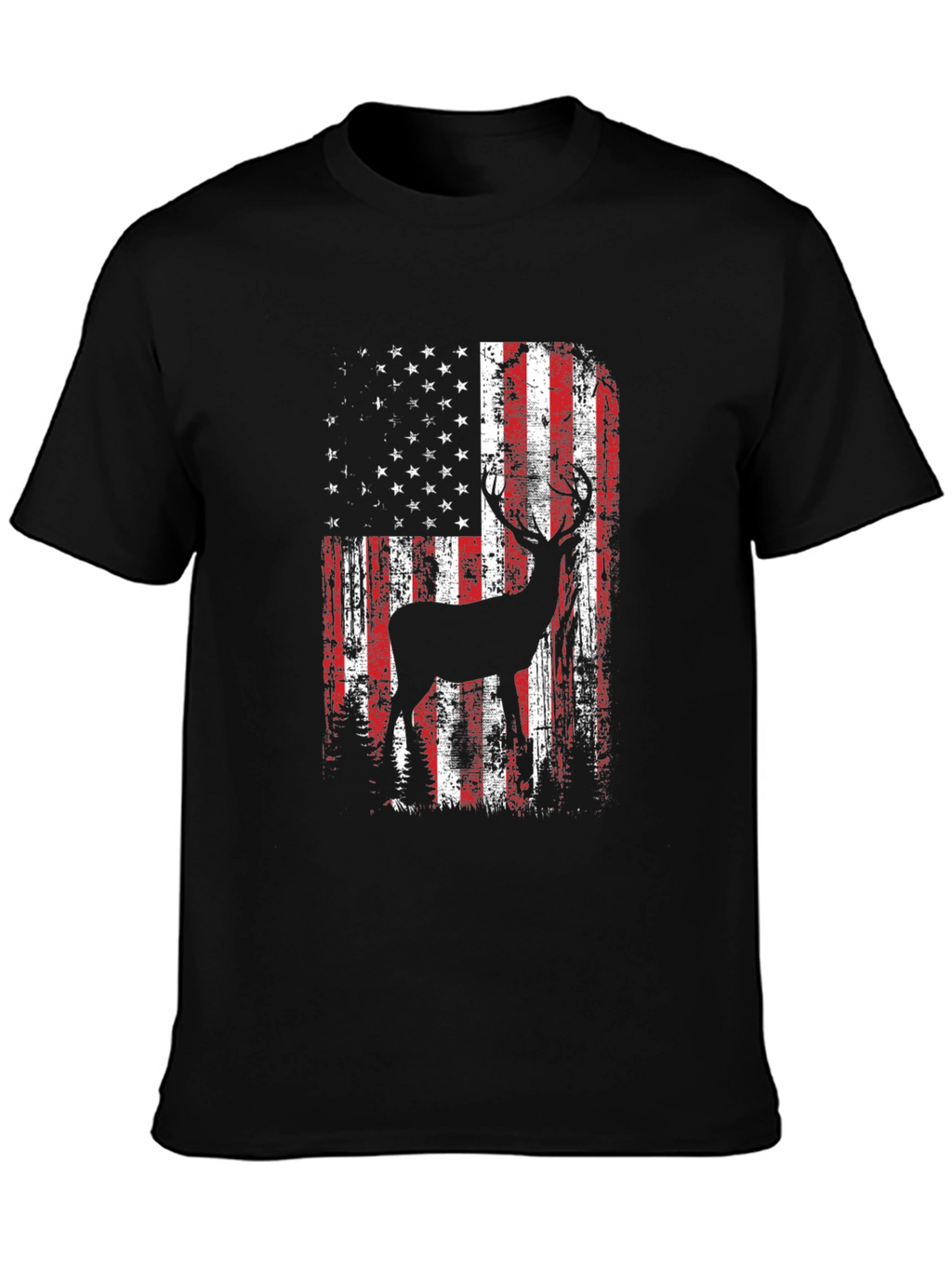 American Flag Deer Graphic T-Shirt