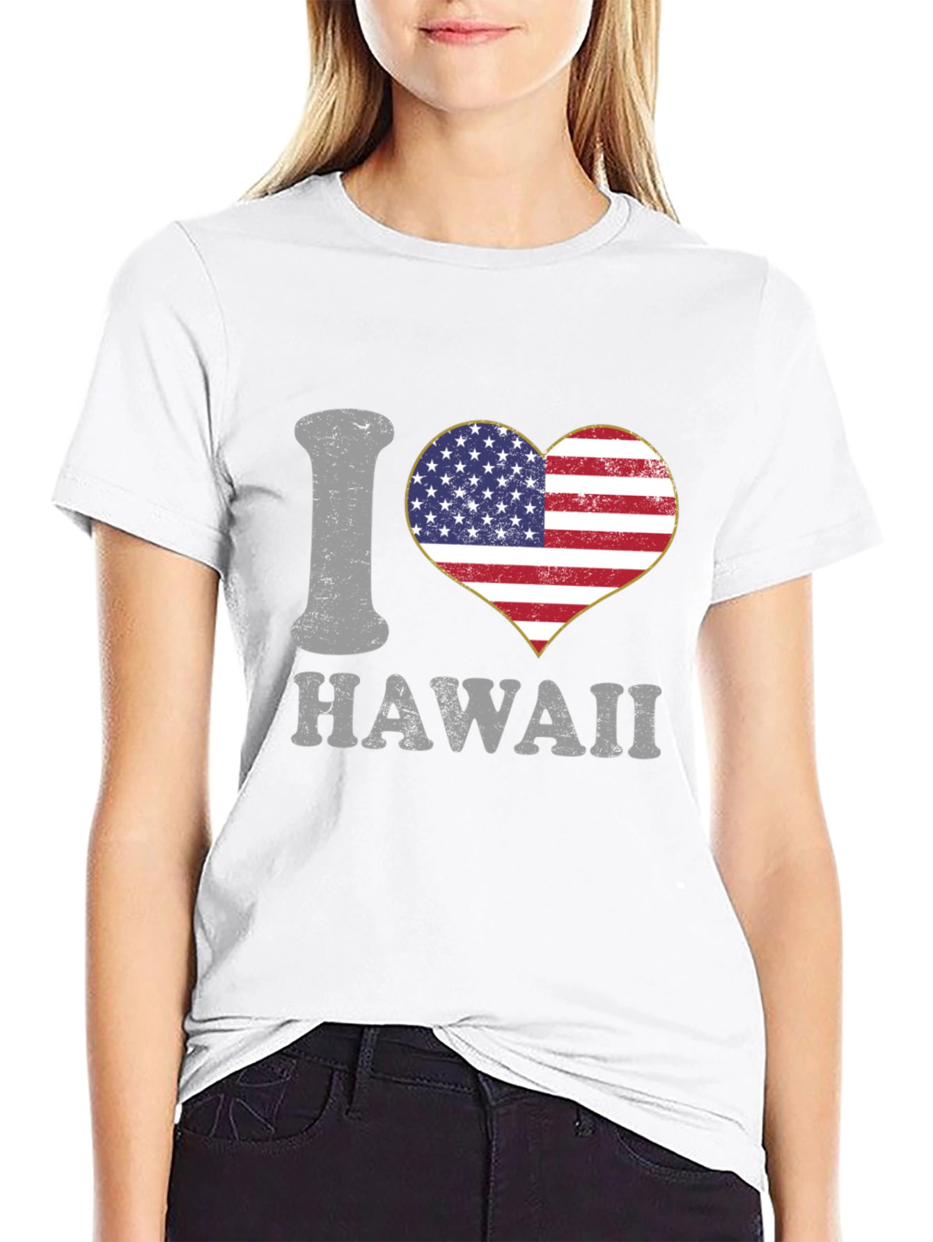I Love Hawaii USA Flag Heart T-Shirt