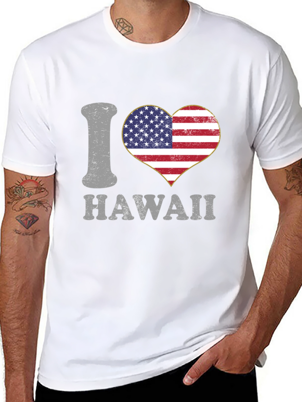 I Love Hawaii USA Flag Heart T-Shirt