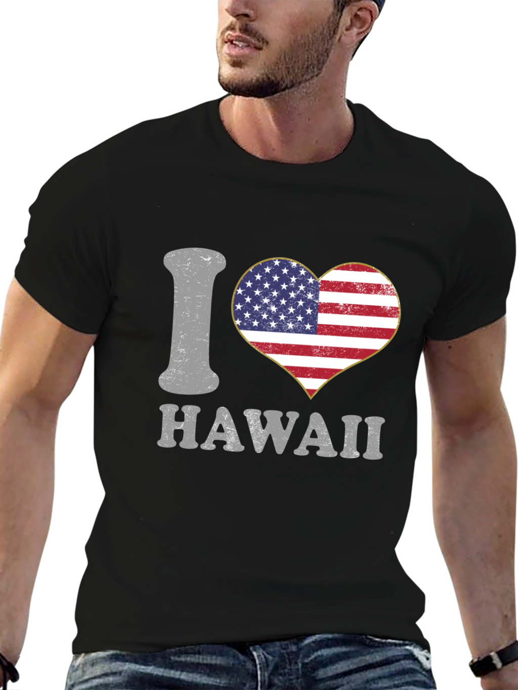 I Love Hawaii USA Flag Heart T-Shirt