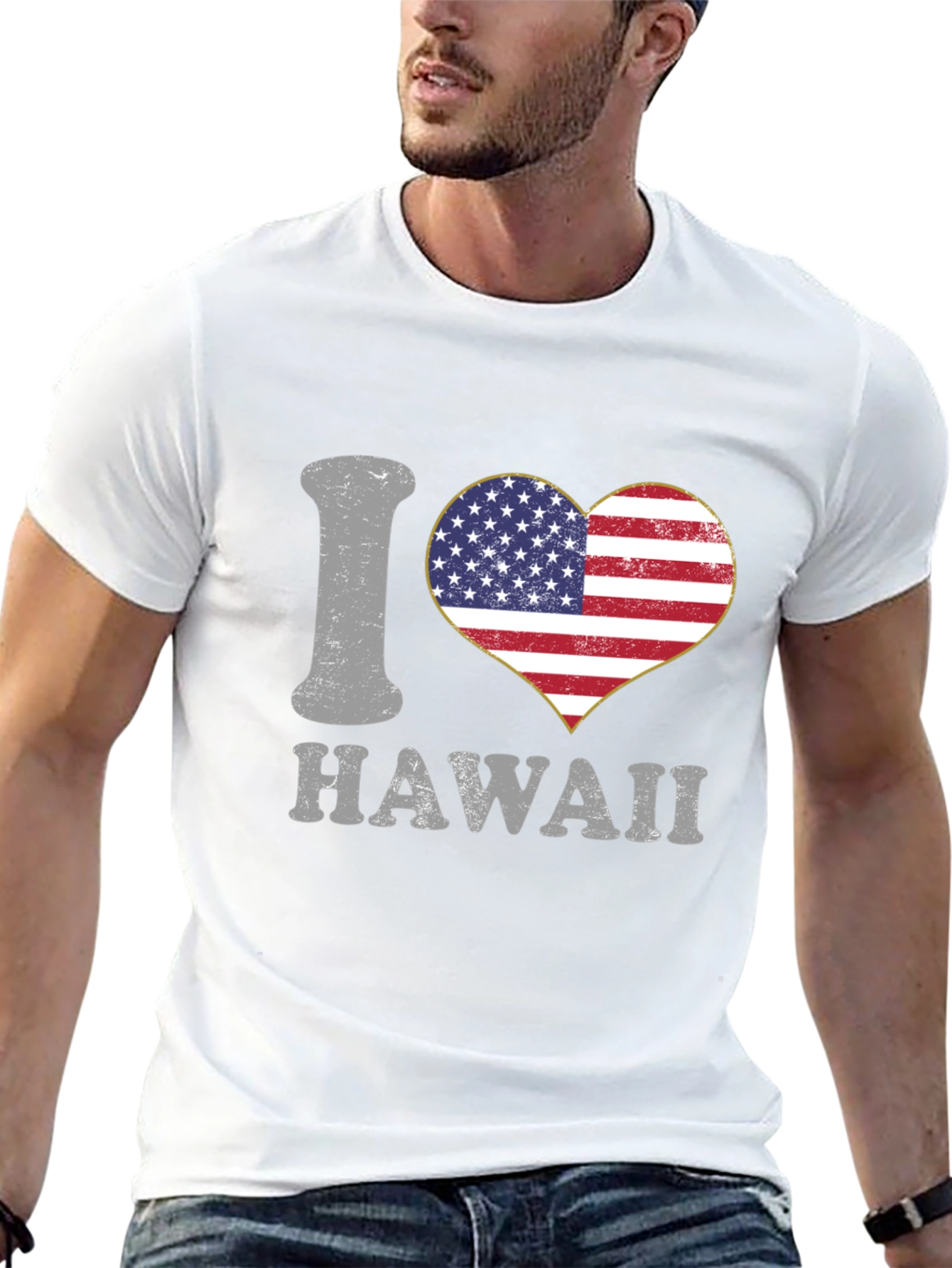 I Love Hawaii USA Flag Heart T-Shirt