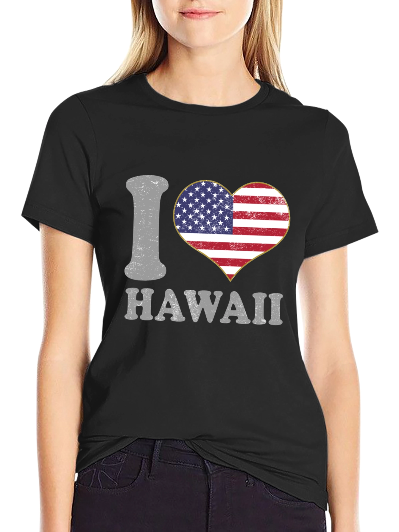 I Love Hawaii USA Flag Heart T-Shirt