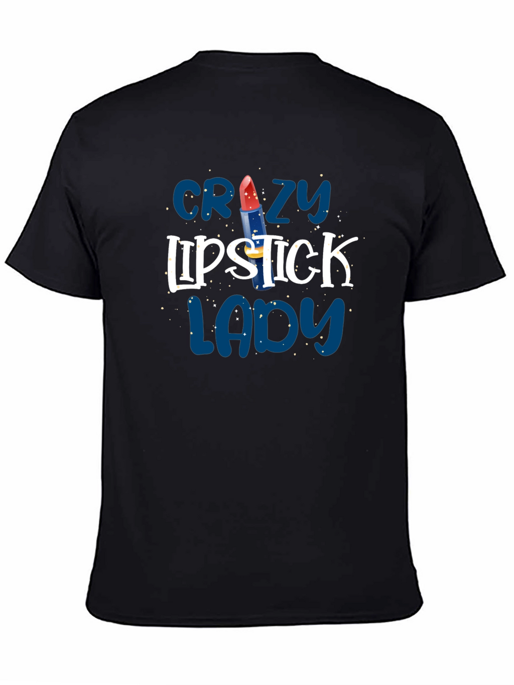 Crazy Lipstick Lady Black T-Shirt - Fun Graphic Tee