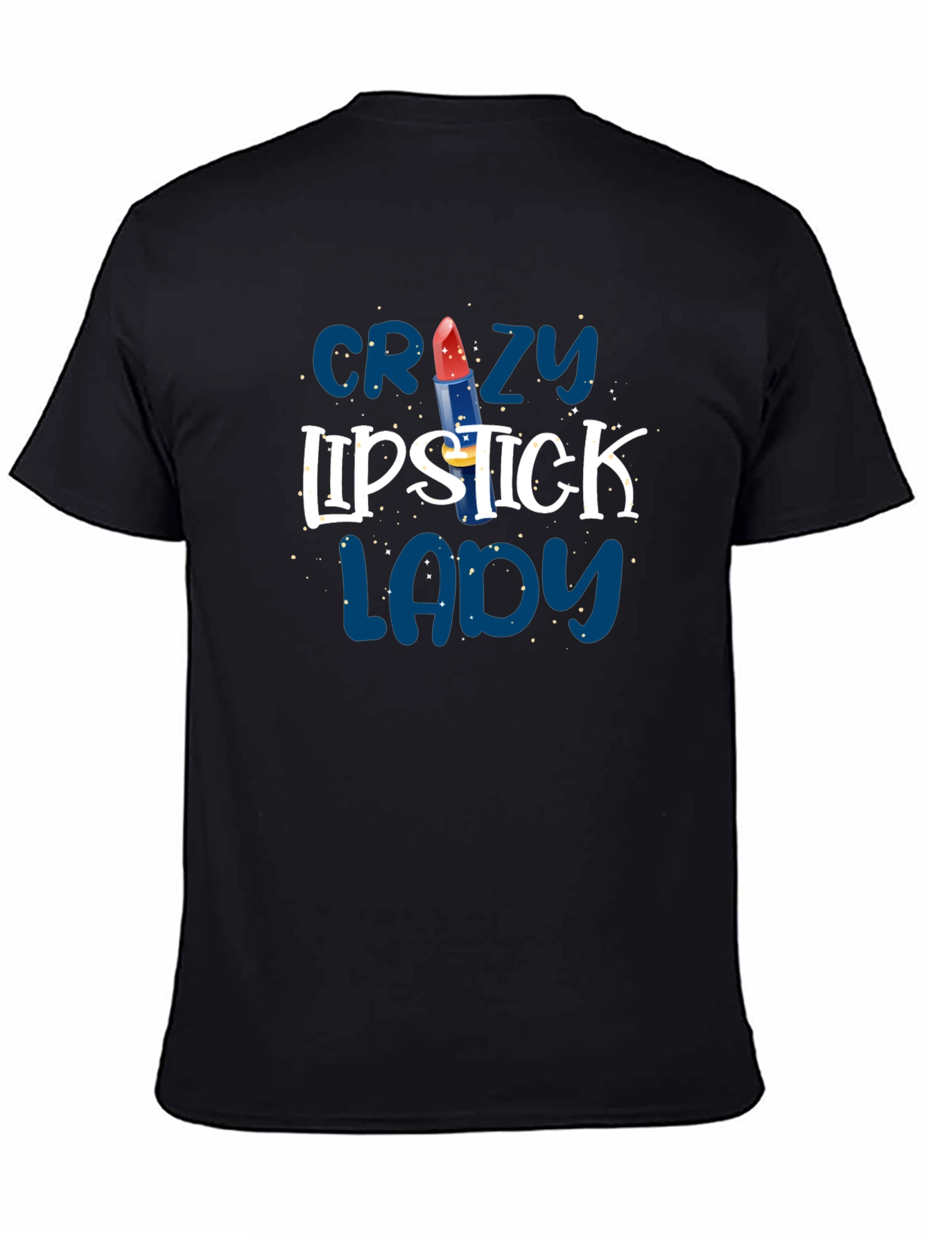 Crazy Lipstick Lady Black T-Shirt - Fun Graphic Tee