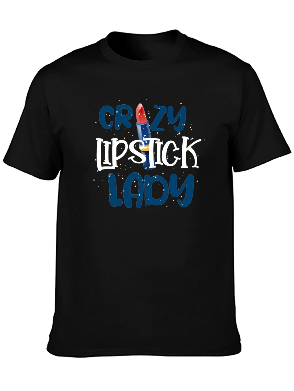 Crazy Lipstick Lady Black T-Shirt - Fun Graphic Tee