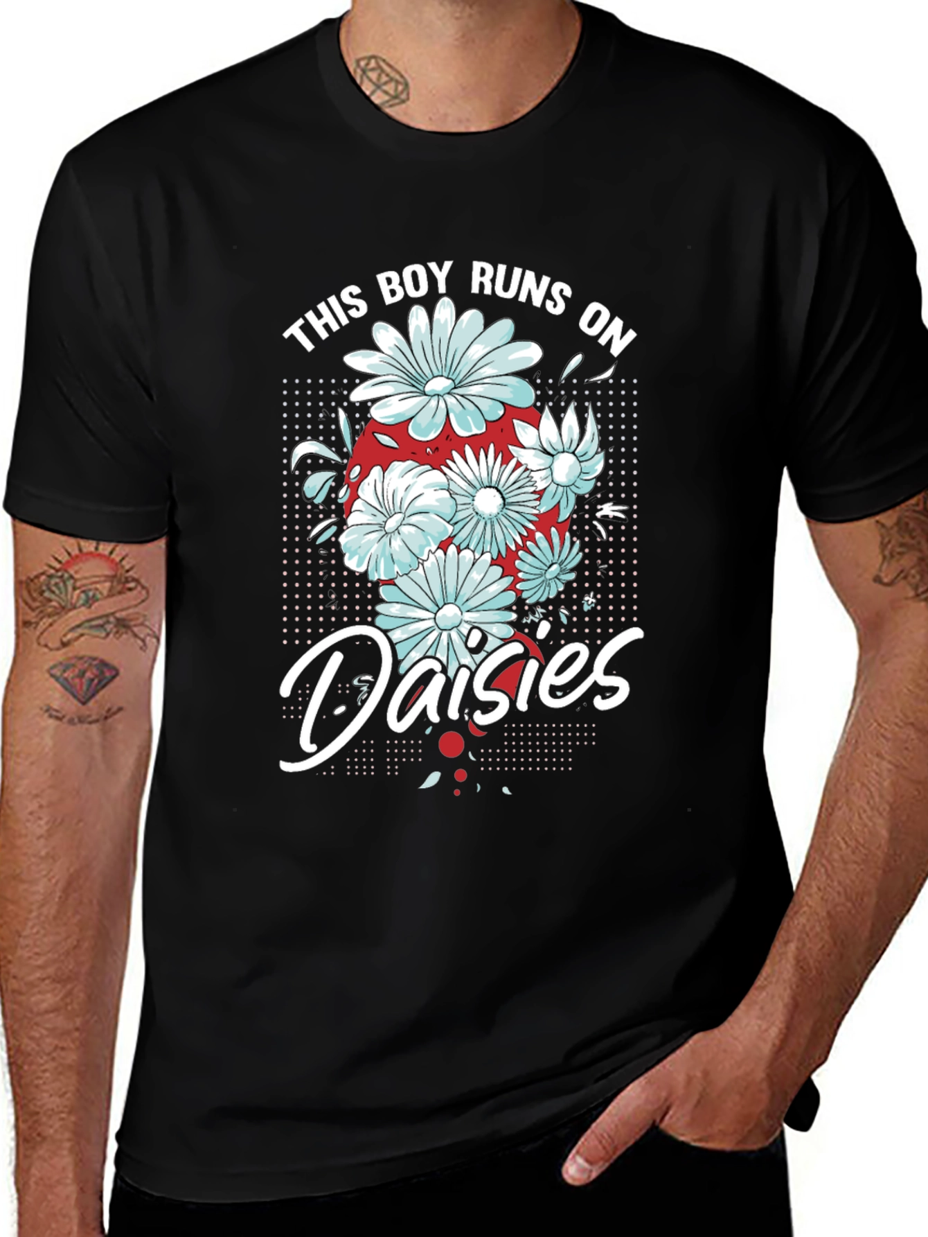 This Boy Runs on Daisies T-Shirt - Black