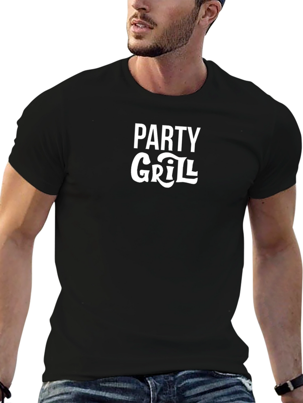 Party Grill Black Cotton Graphic Tee
