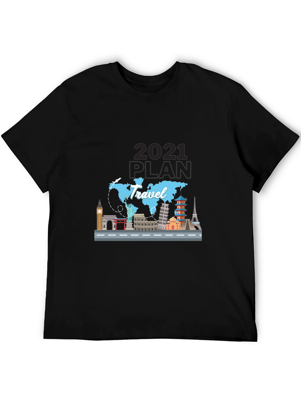 Travel 2021 Plan T-Shirt - World Landmark Tee