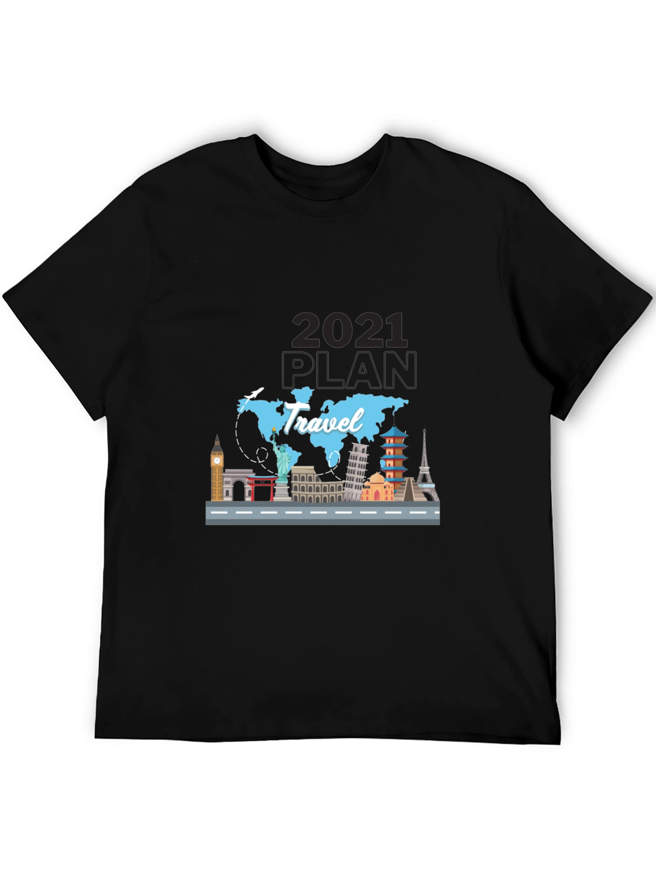 Travel 2021 Plan T-Shirt - World Landmark Tee