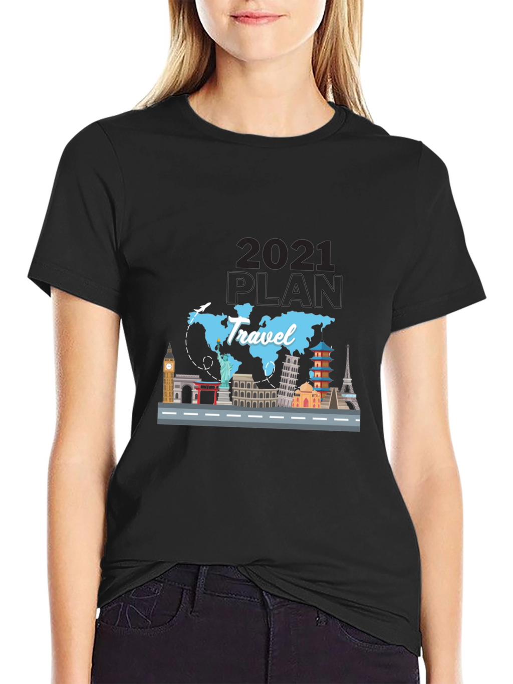 Travel 2021 Plan T-Shirt - World Landmark Tee