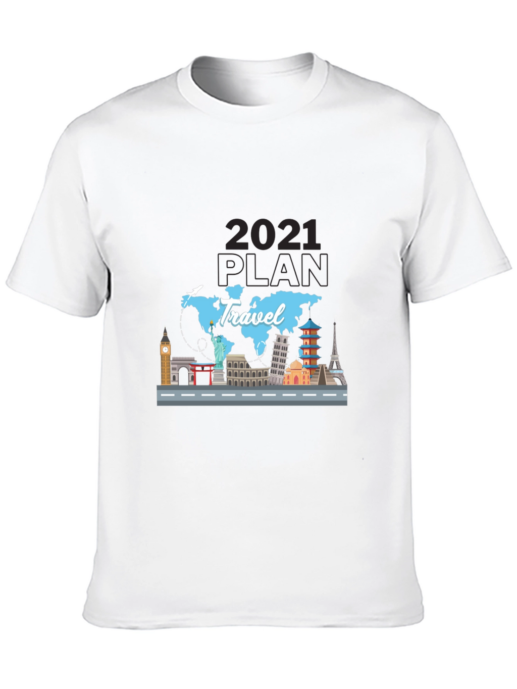 Travel 2021 Plan T-Shirt - World Landmark Tee