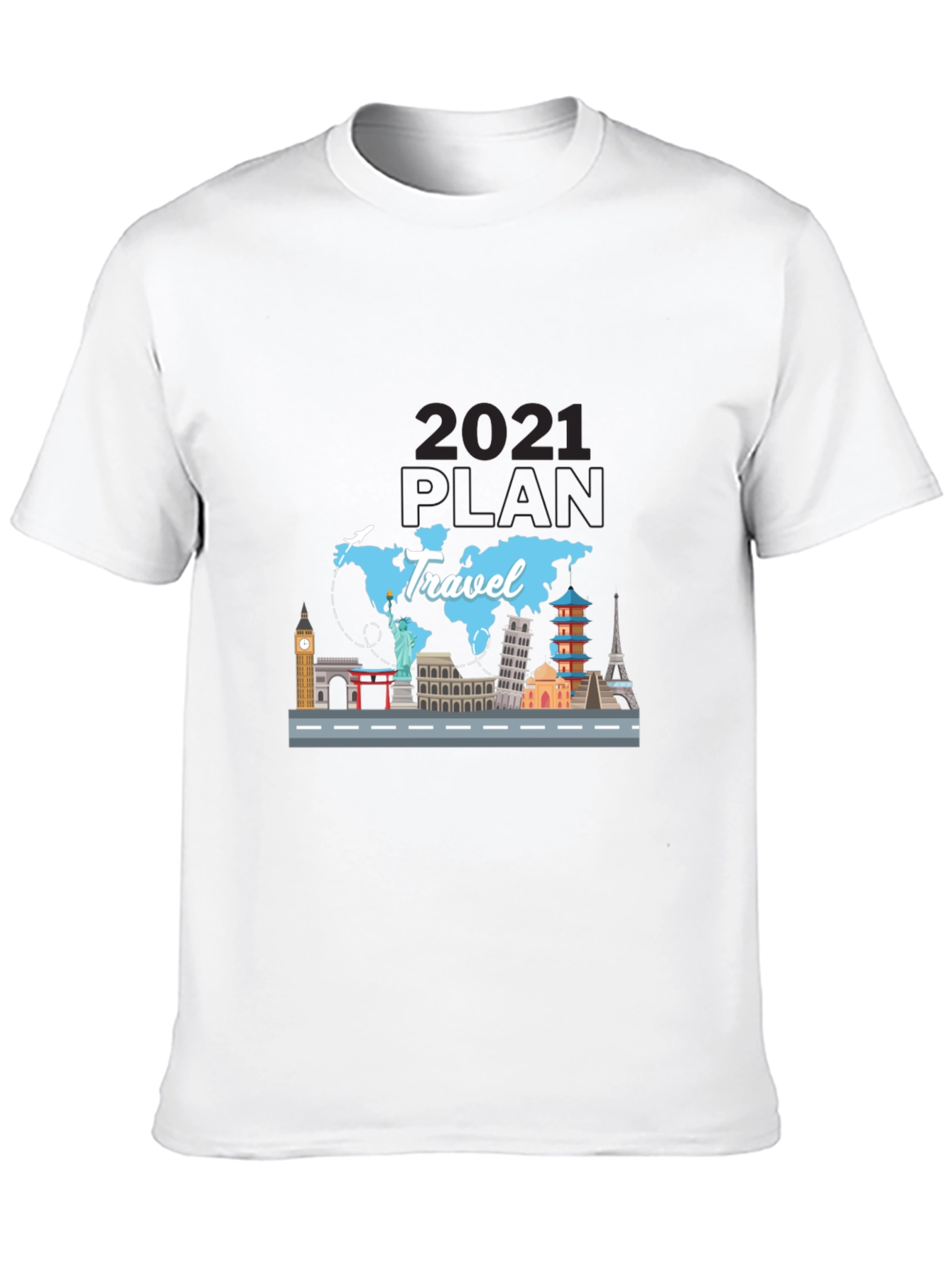 Travel 2021 Plan T-Shirt - World Landmark Tee