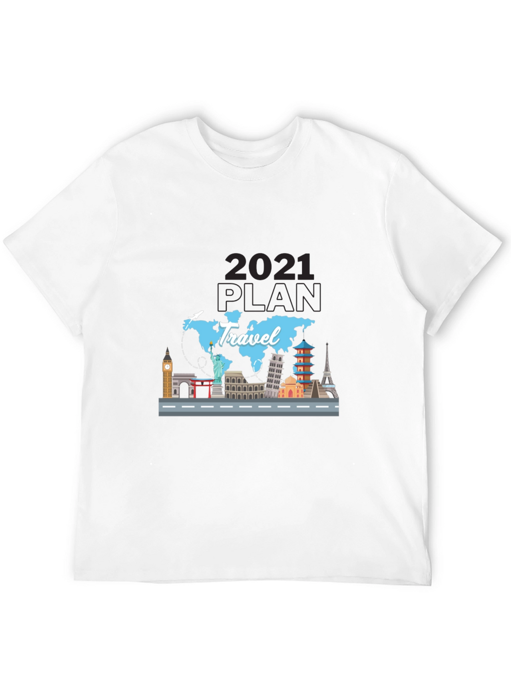Travel 2021 Plan T-Shirt - World Landmark Tee