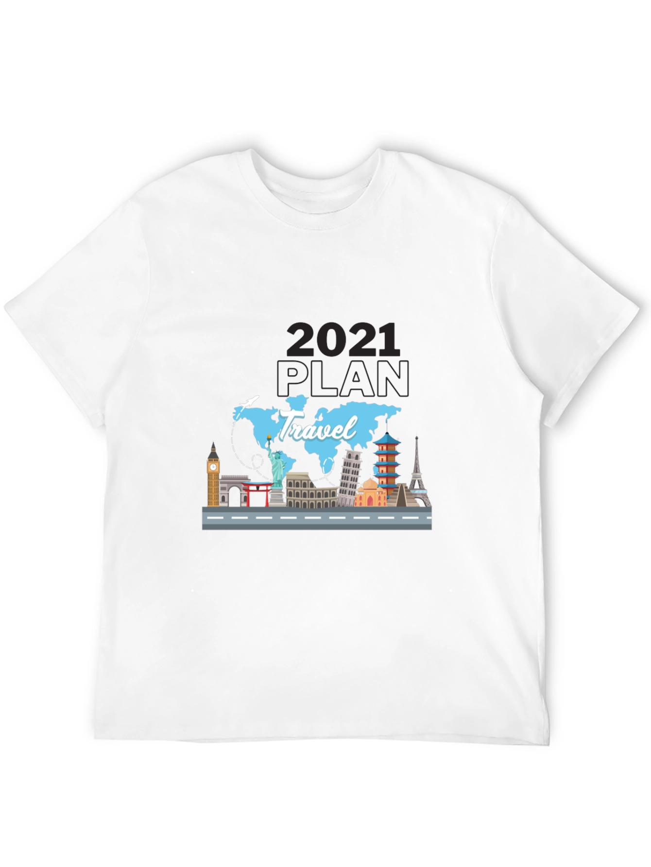 Travel 2021 Plan T-Shirt - World Landmark Tee