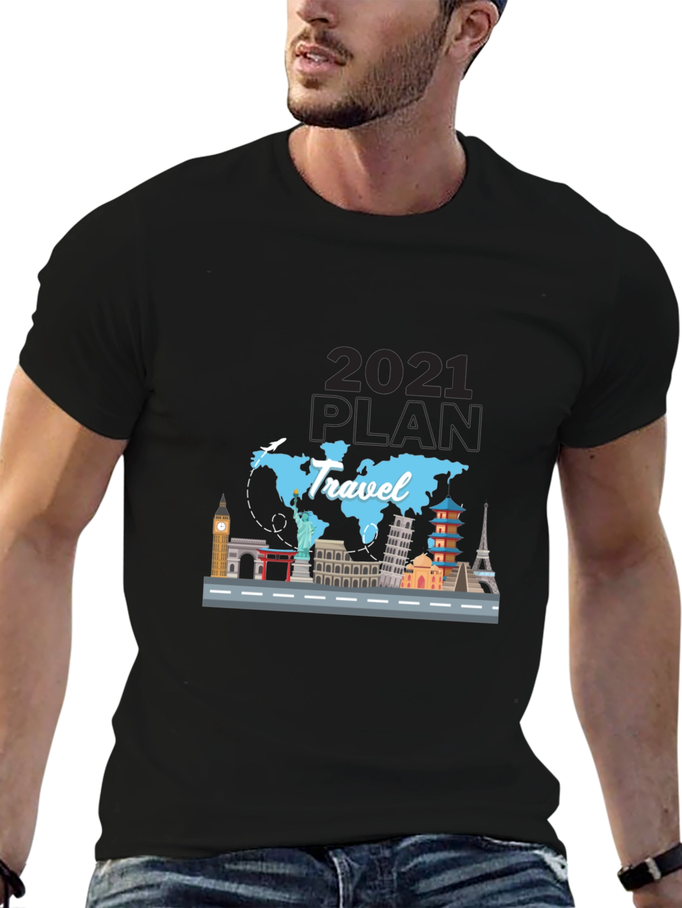 Travel 2021 Plan T-Shirt - World Landmark Tee