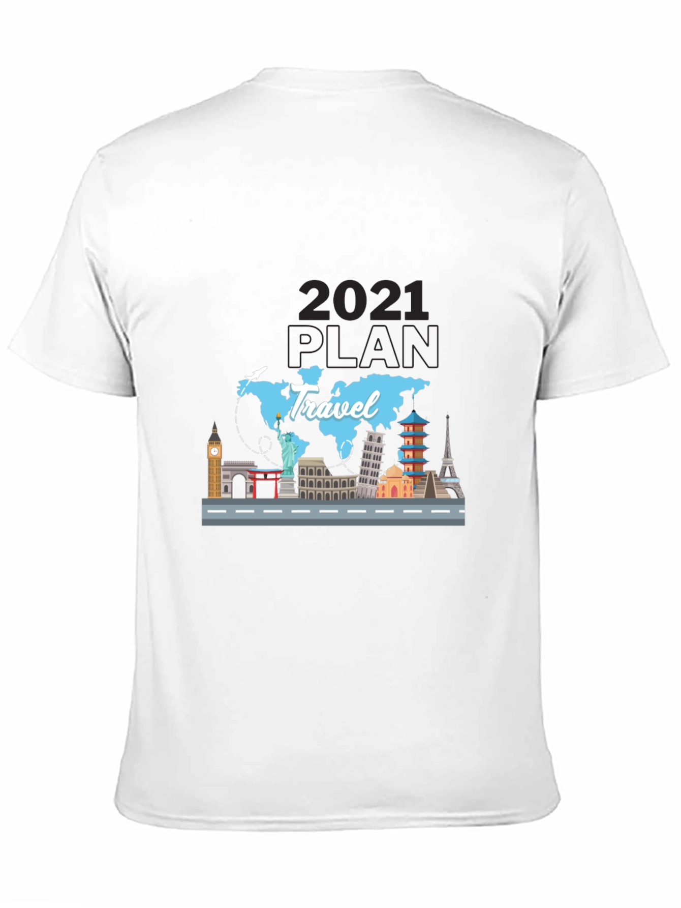 Travel 2021 Plan T-Shirt - World Landmark Tee