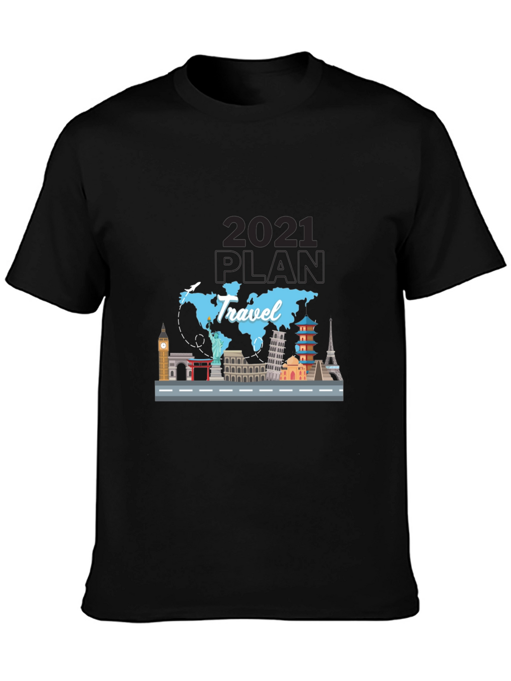 Travel 2021 Plan T-Shirt - World Landmark Tee