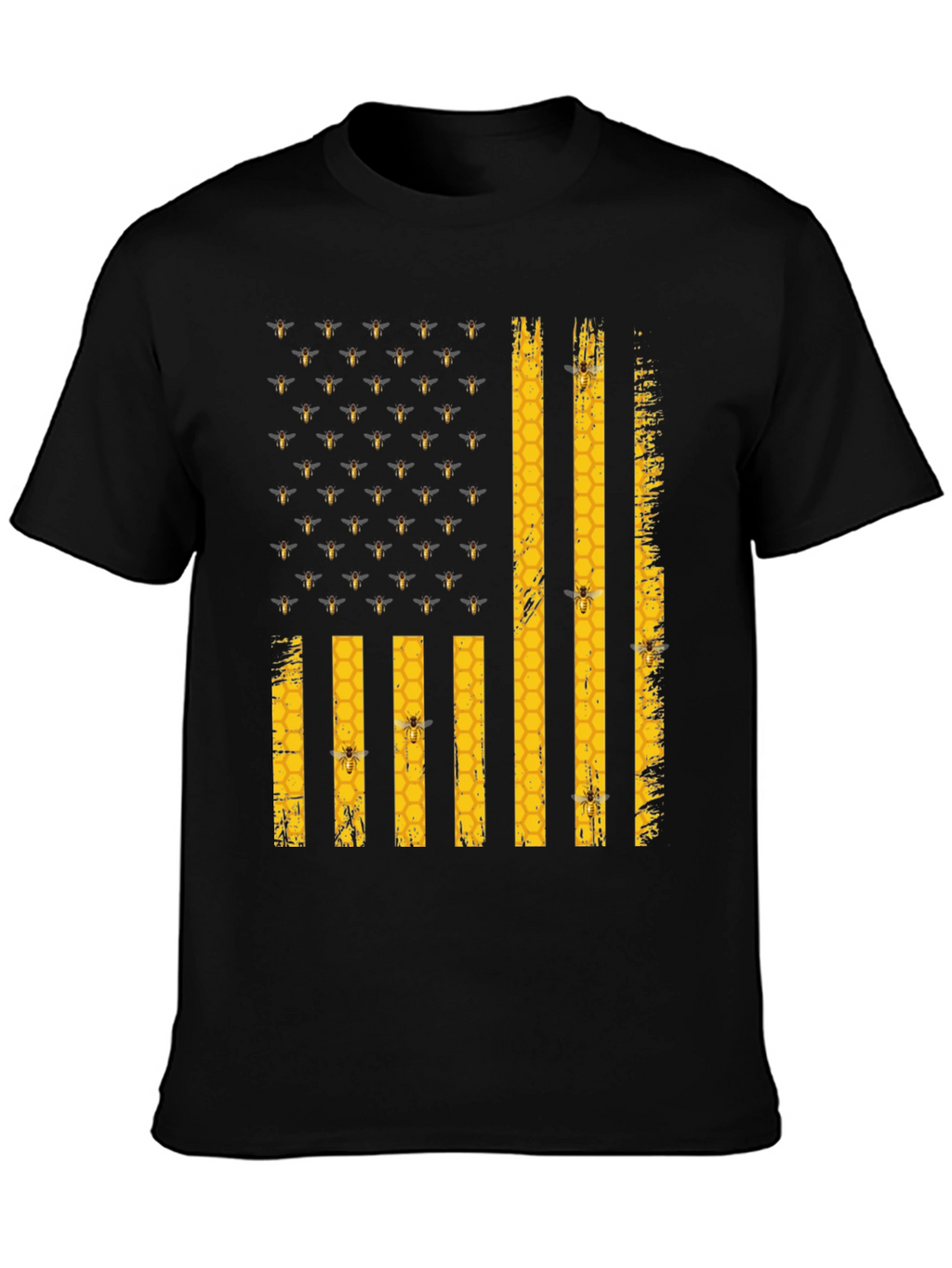 Bee Flag T-Shirt - Honeycomb and Bees Design