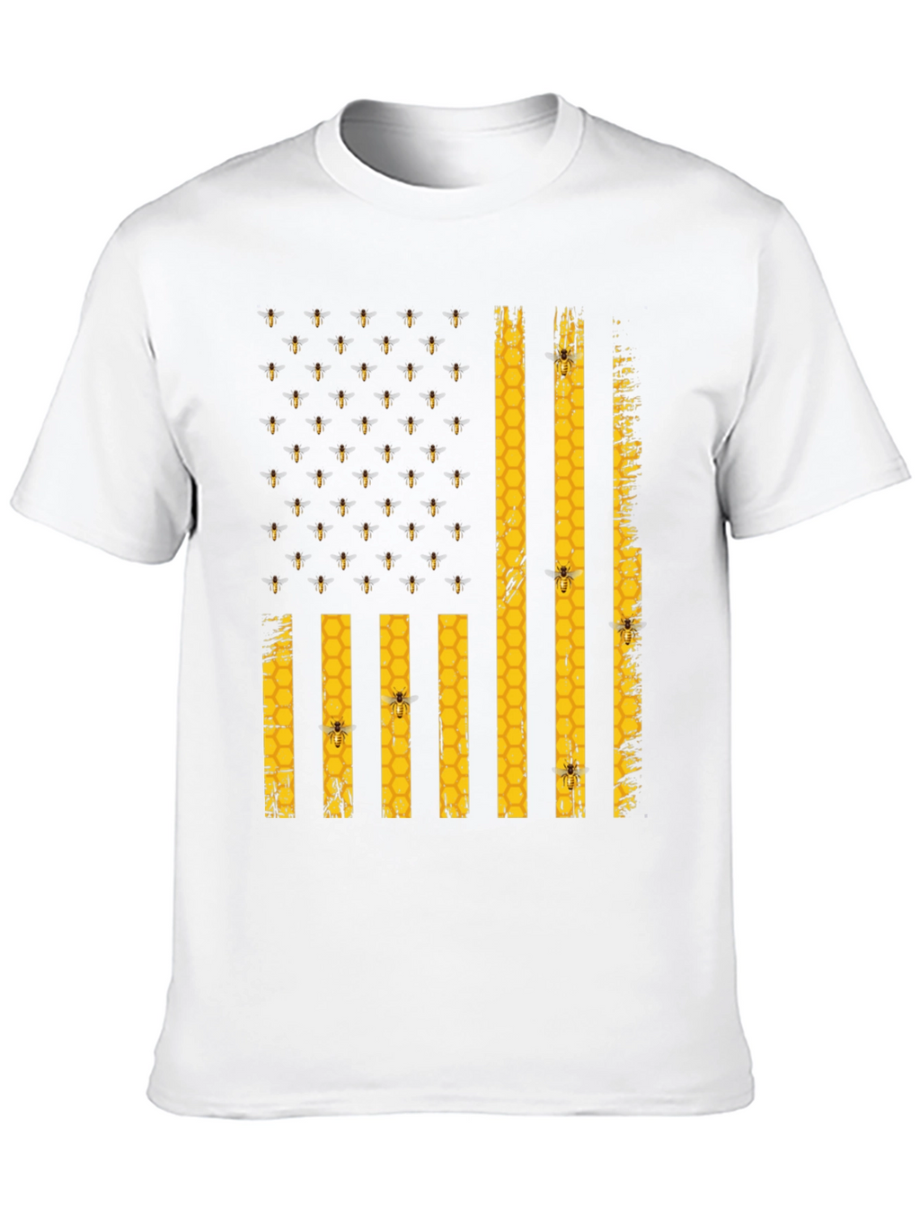 Bee Flag T-Shirt - Honeycomb and Bees Design
