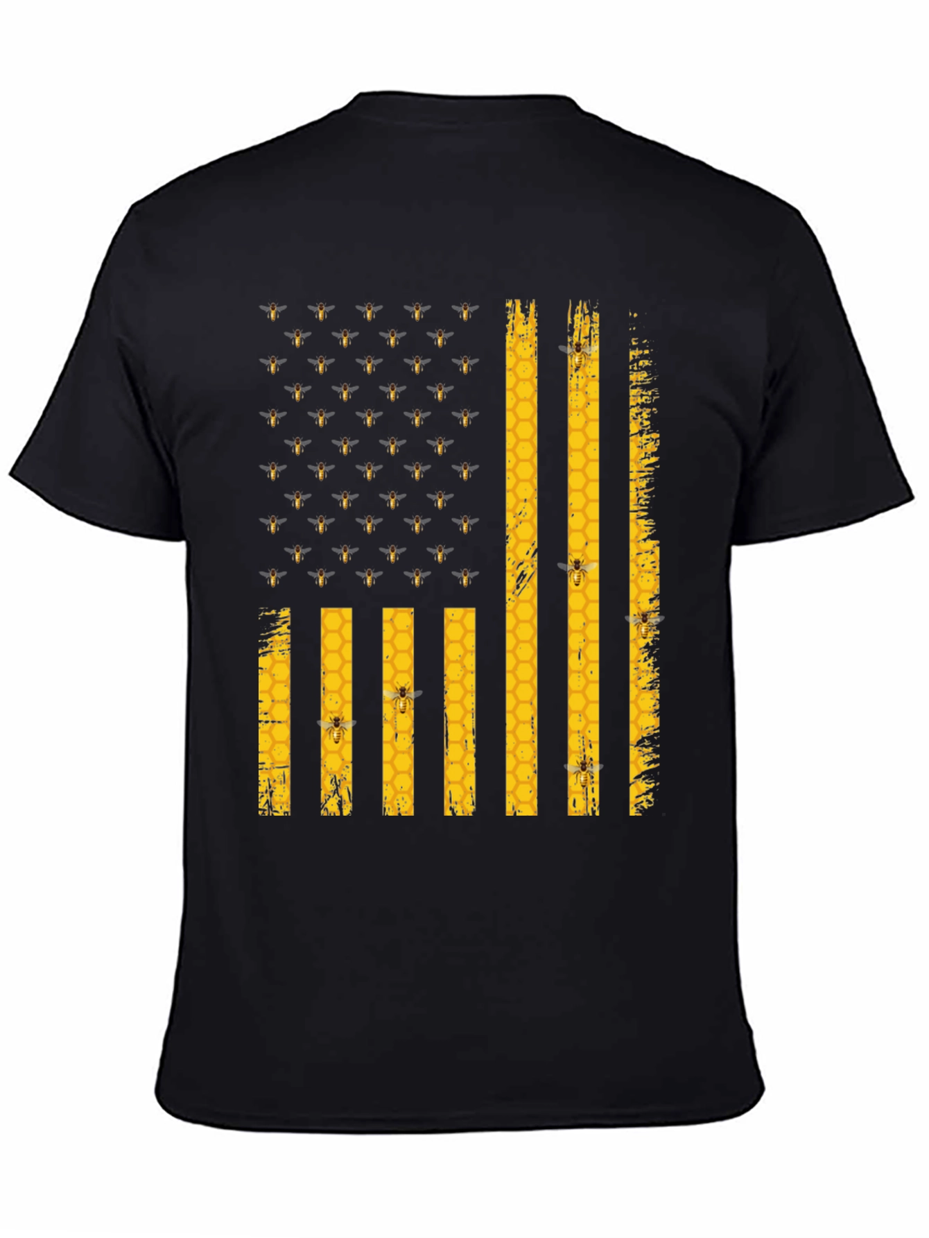 Bee Flag T-Shirt - Honeycomb and Bees Design