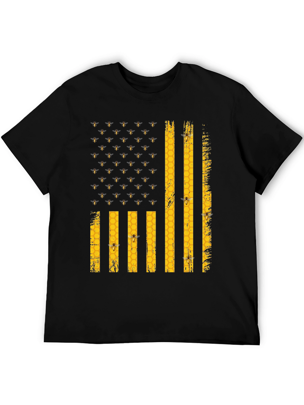 Bee Flag T-Shirt - Honeycomb and Bees Design