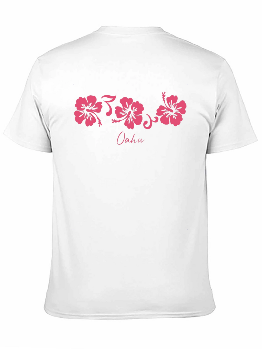 Oahu Pink Hibiscus Flower Graphic Black T-Shirt