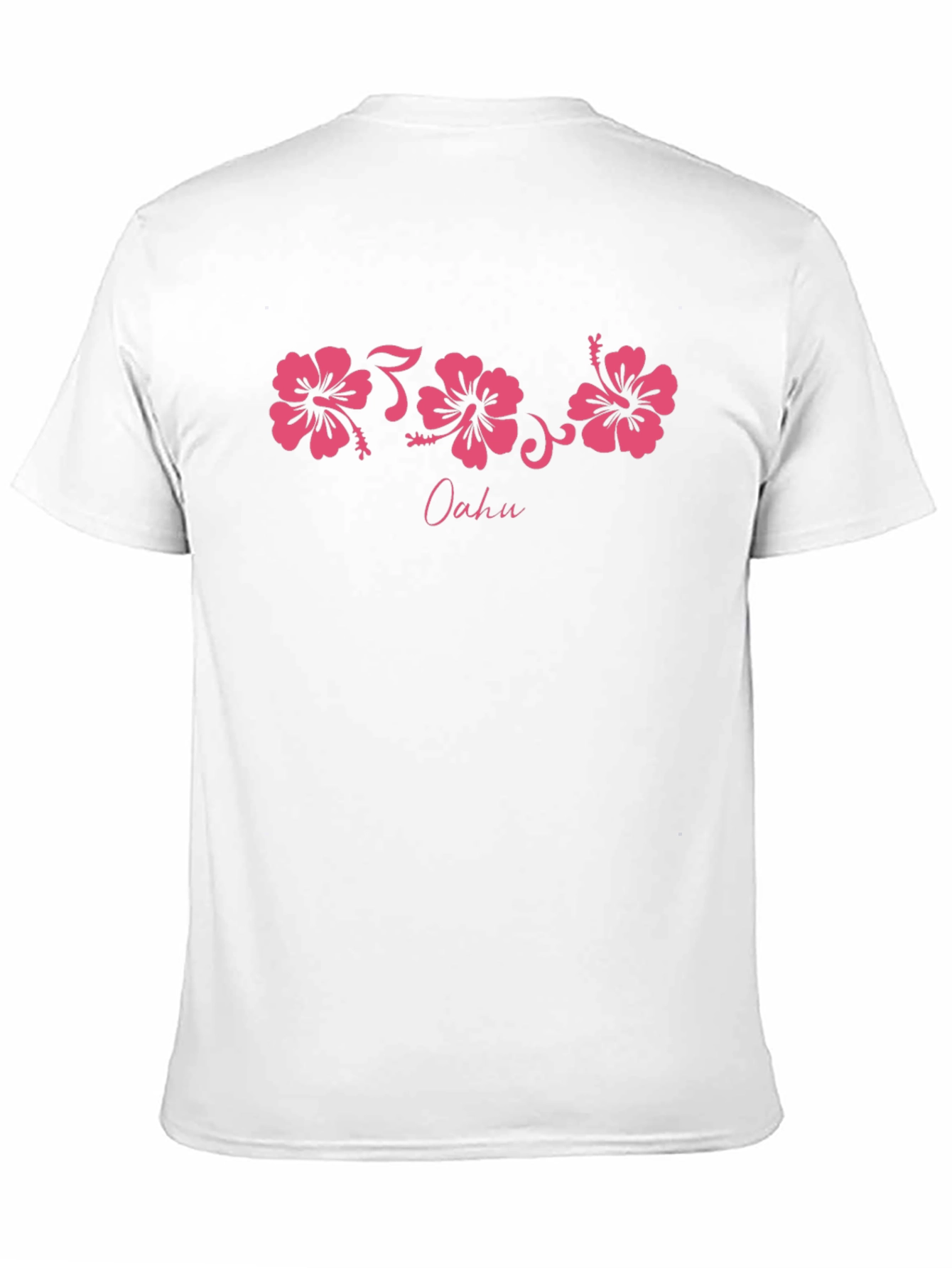Oahu Pink Hibiscus Flower Graphic Black T-Shirt