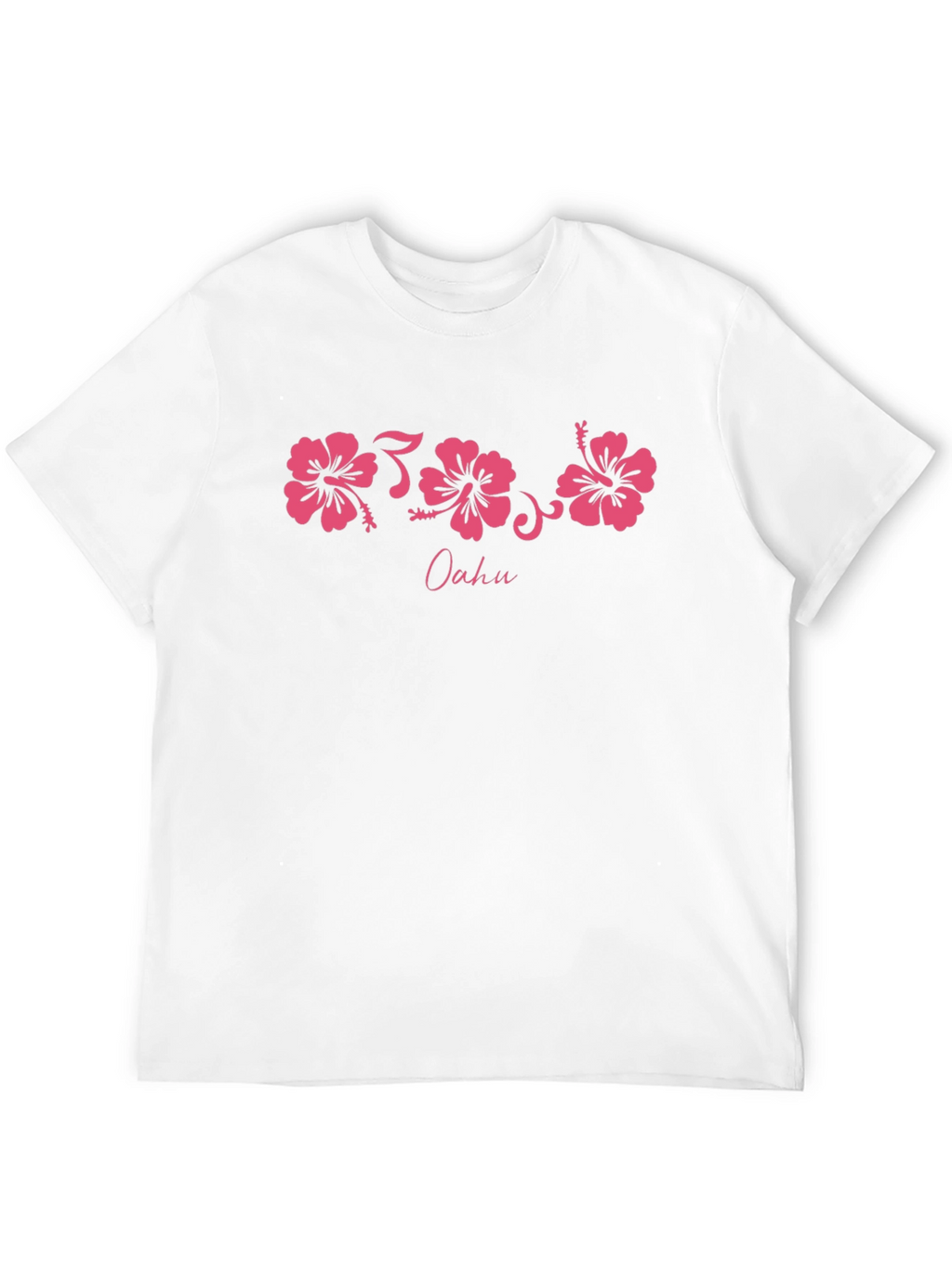 Oahu Pink Hibiscus Flower Graphic Black T-Shirt