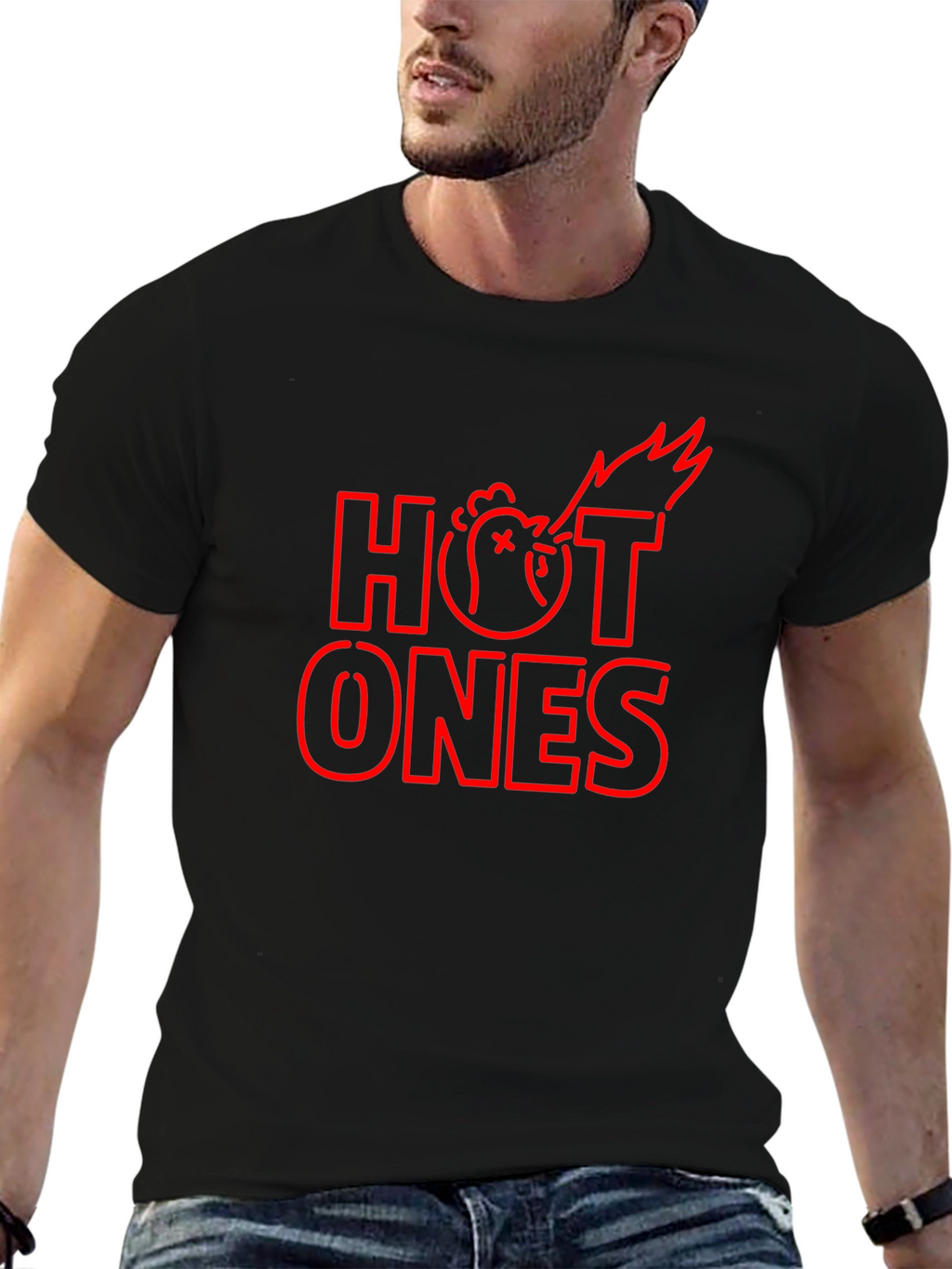 Hot Ones Graphic Tee - Spicy Chicken Design