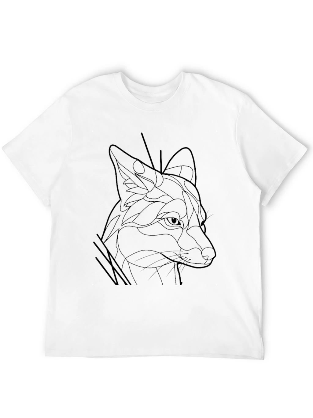 Fox Line Art Graphic Tee - Black