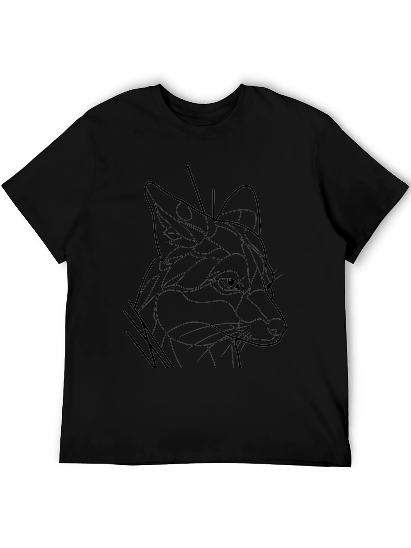 Fox Line Art Graphic Tee - Black