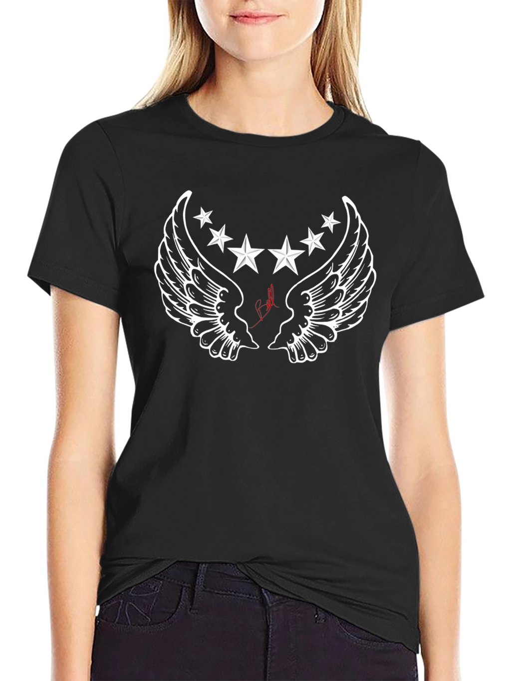 Winged Star Graphic Black T-Shirt