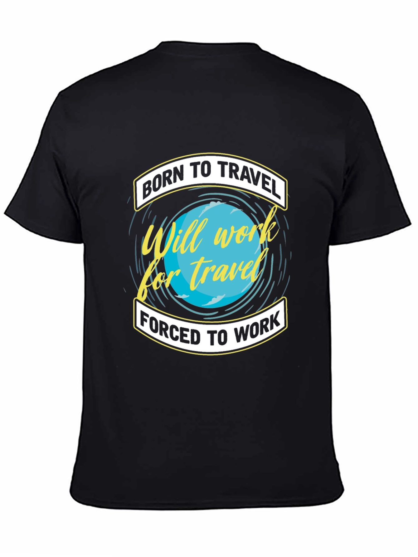 Born To Travel Black Graphic T-Shirt