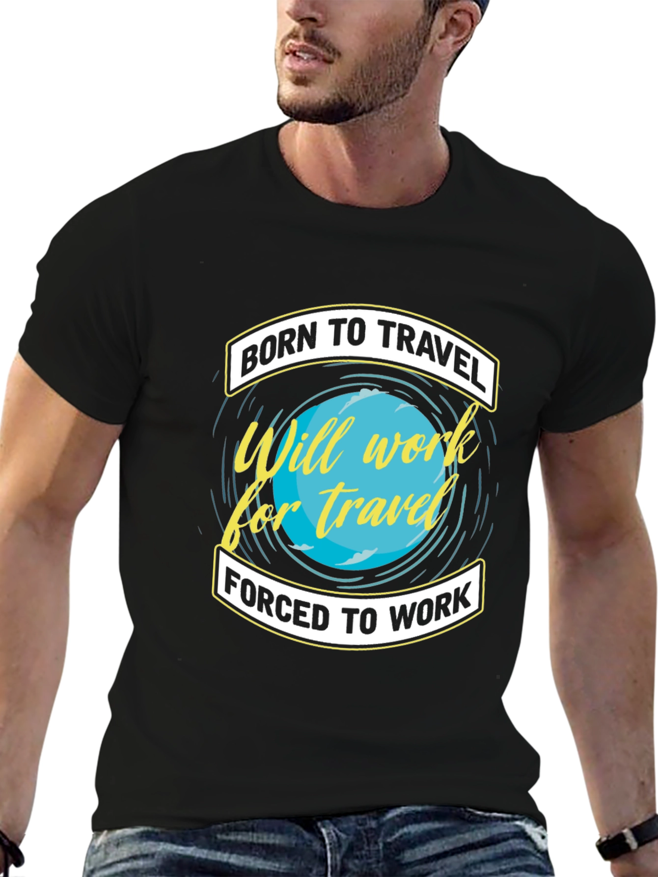 Born To Travel Black Graphic T-Shirt