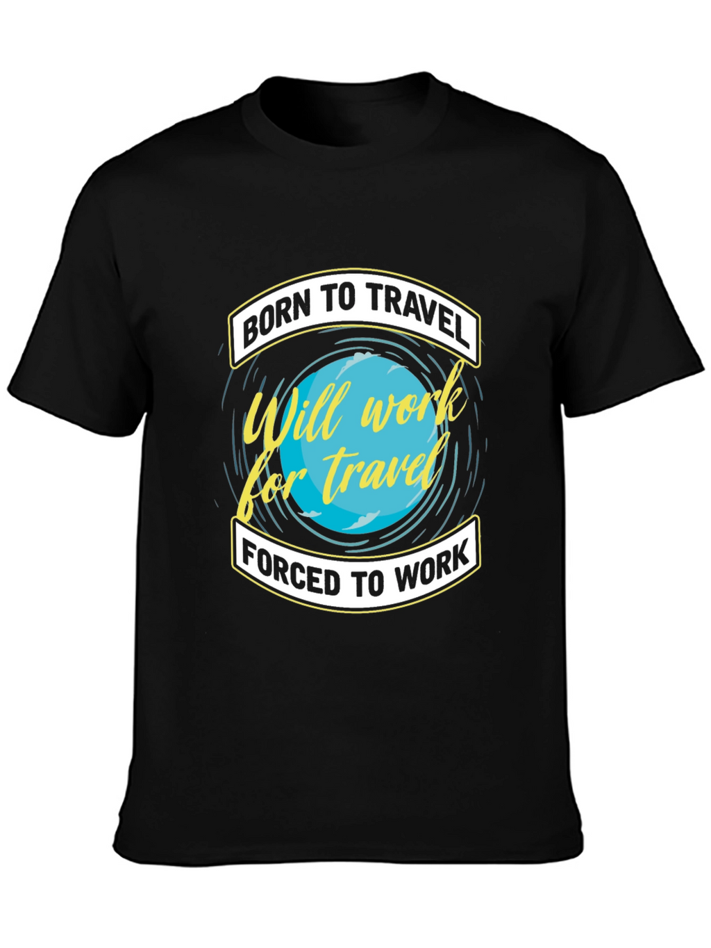 Born To Travel Black Graphic T-Shirt