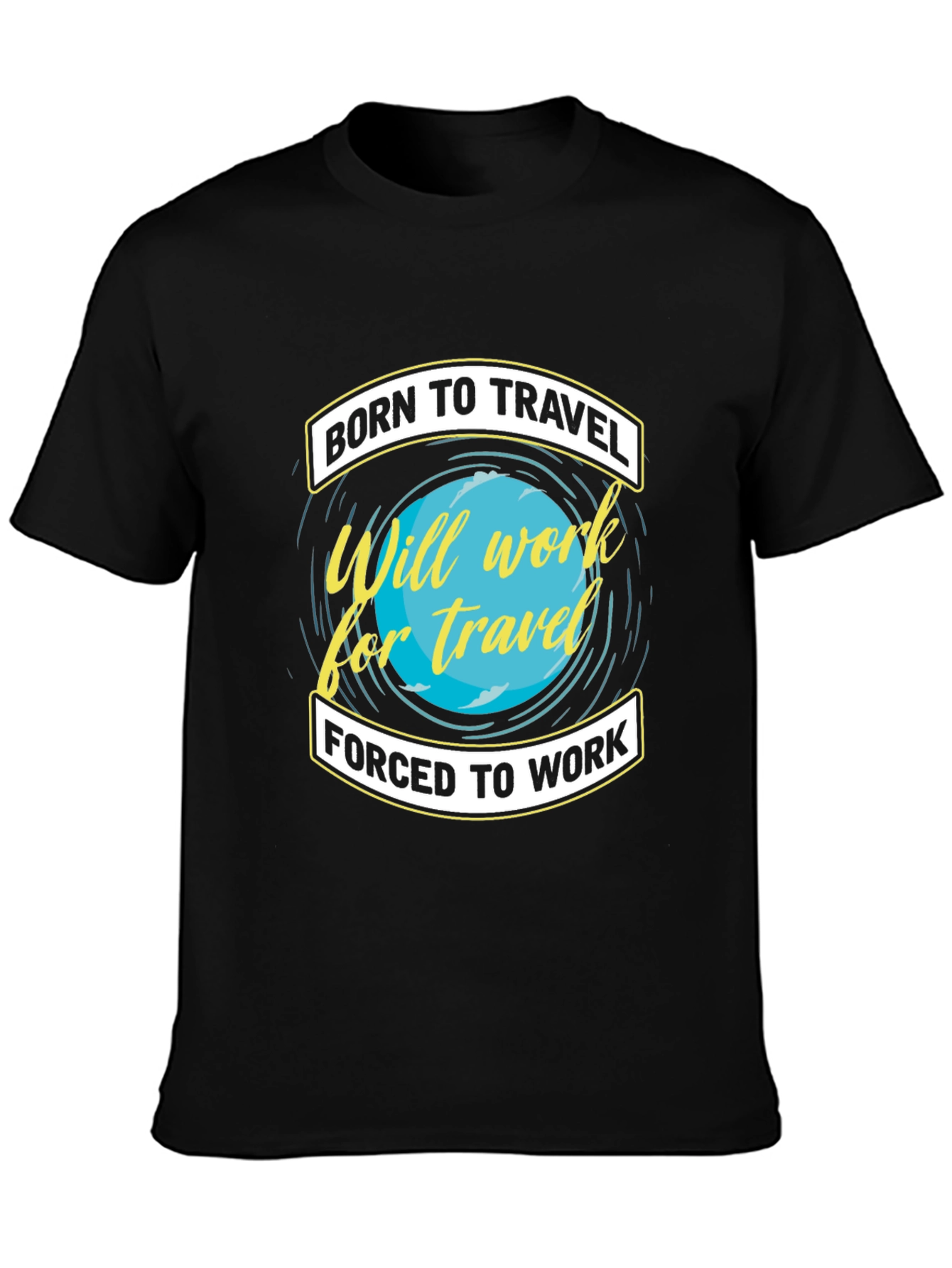 Born To Travel Black Graphic T-Shirt