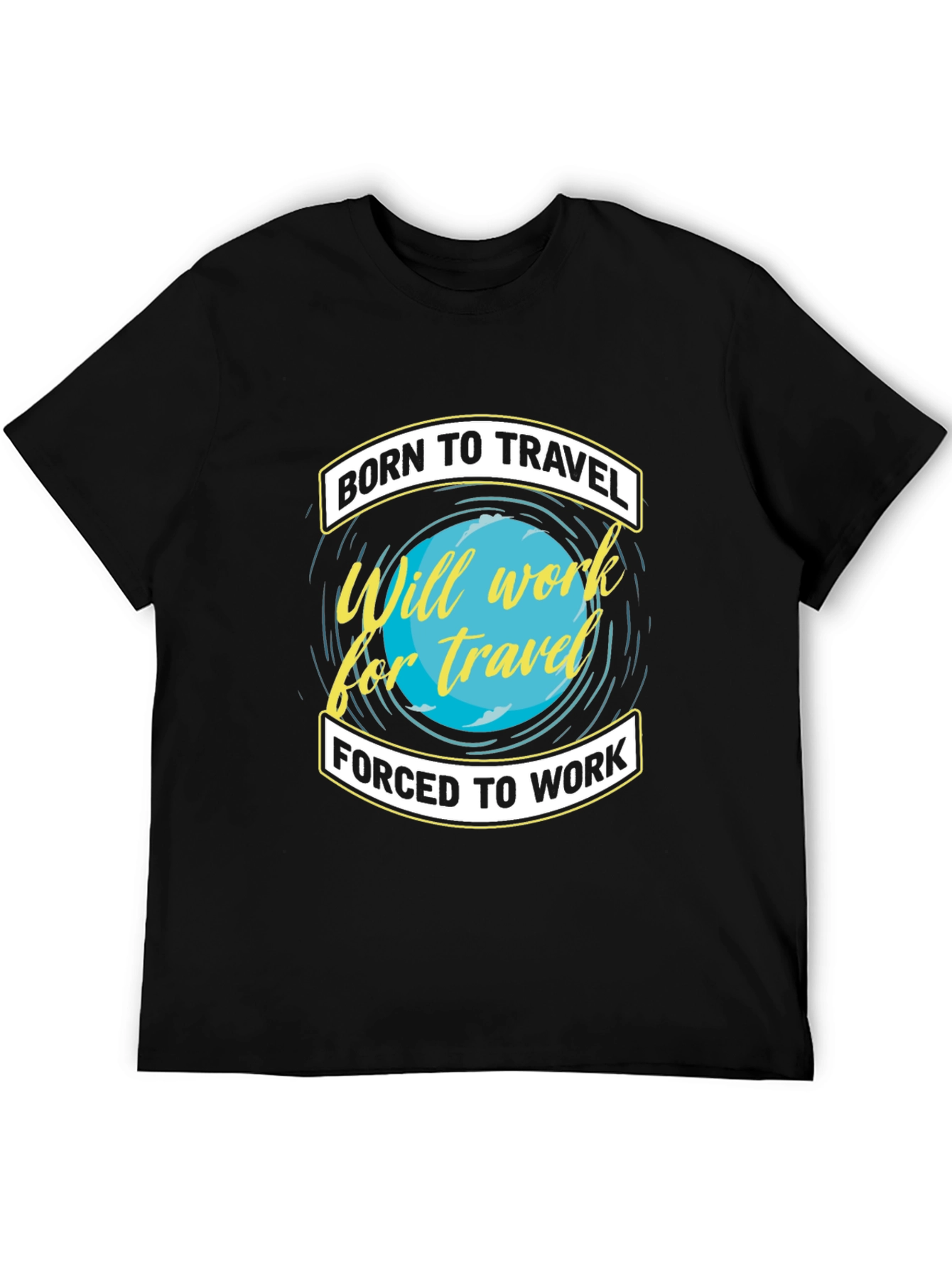Born To Travel Black Graphic T-Shirt