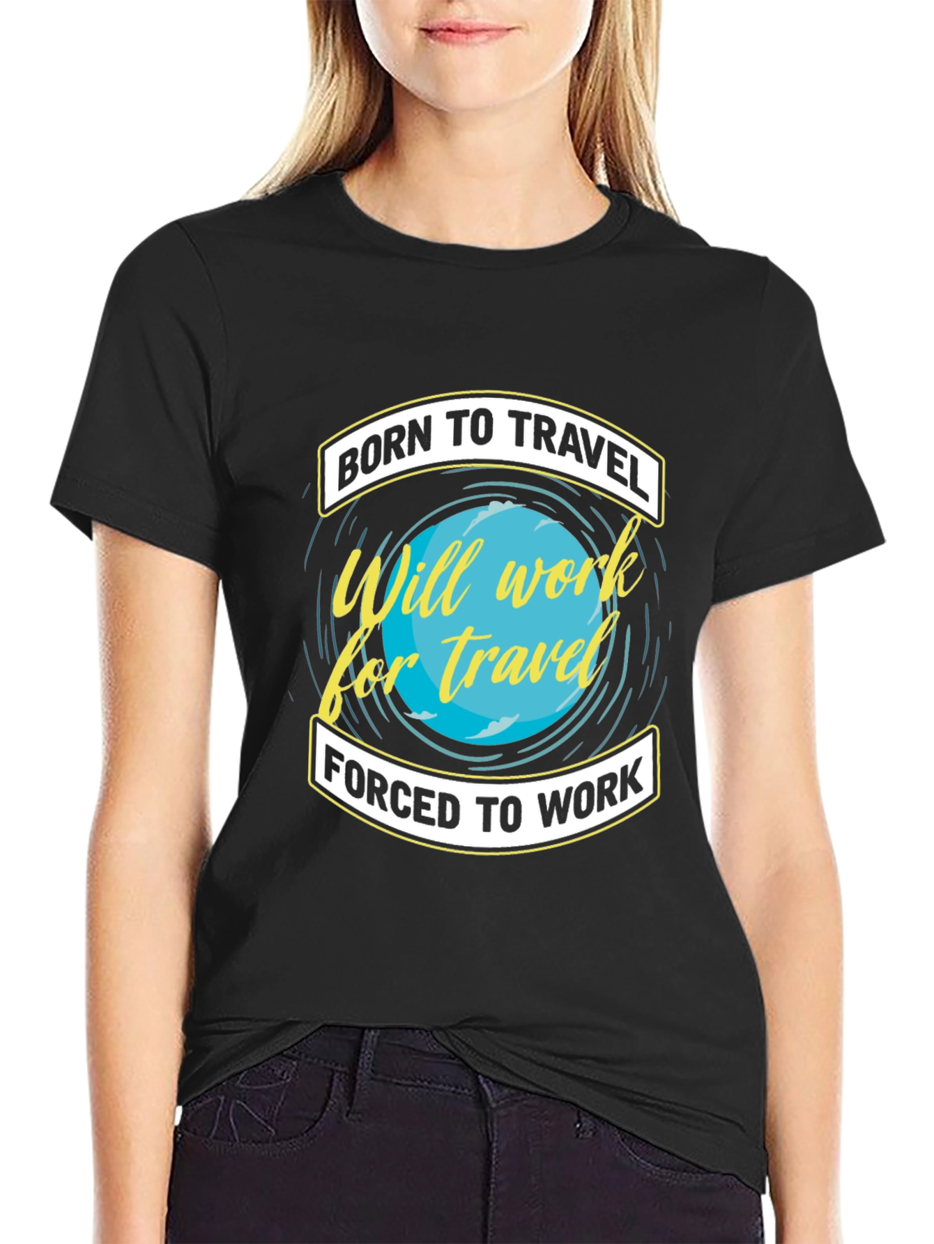 Born To Travel Black Graphic T-Shirt